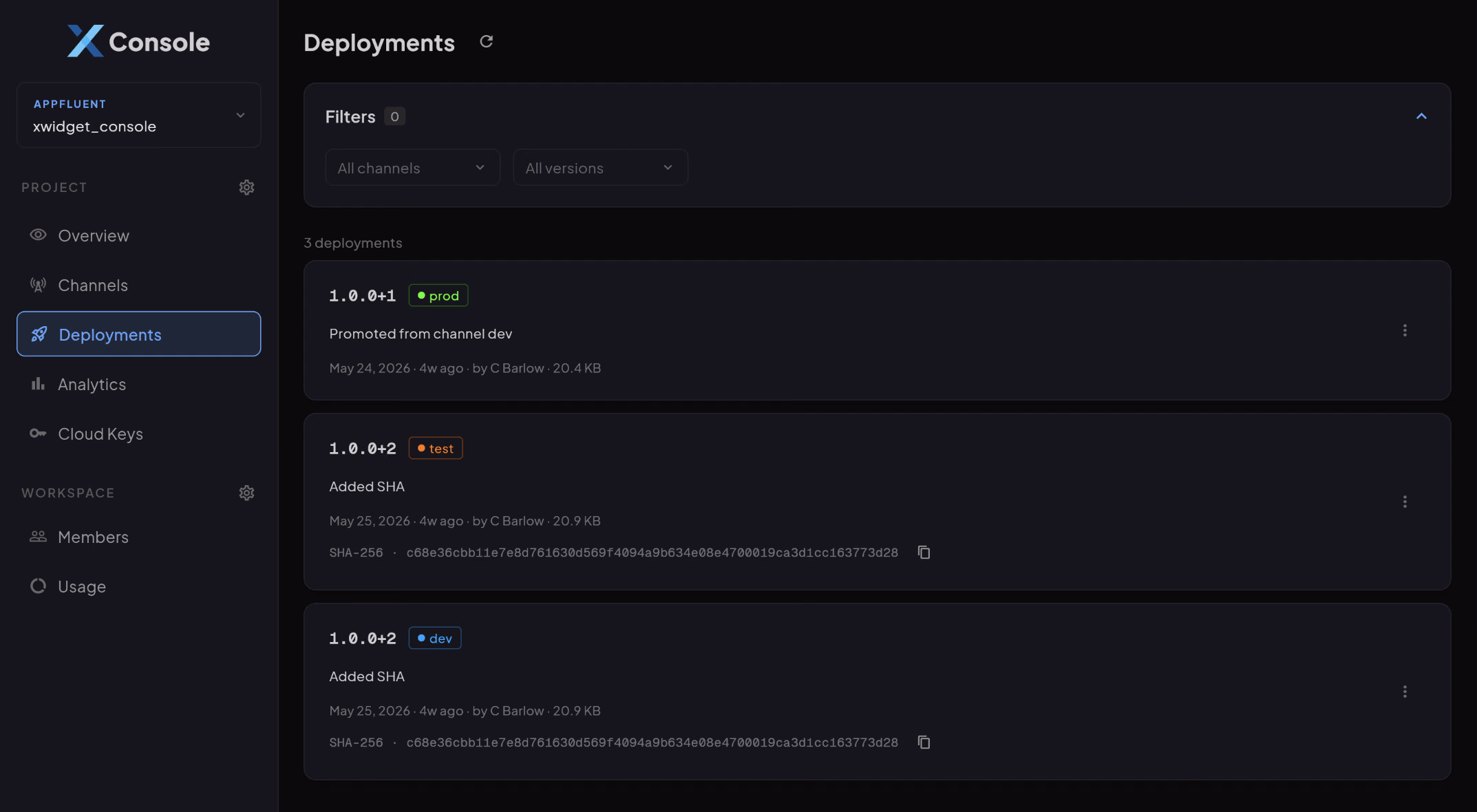 XWidget Cloud — Deployments